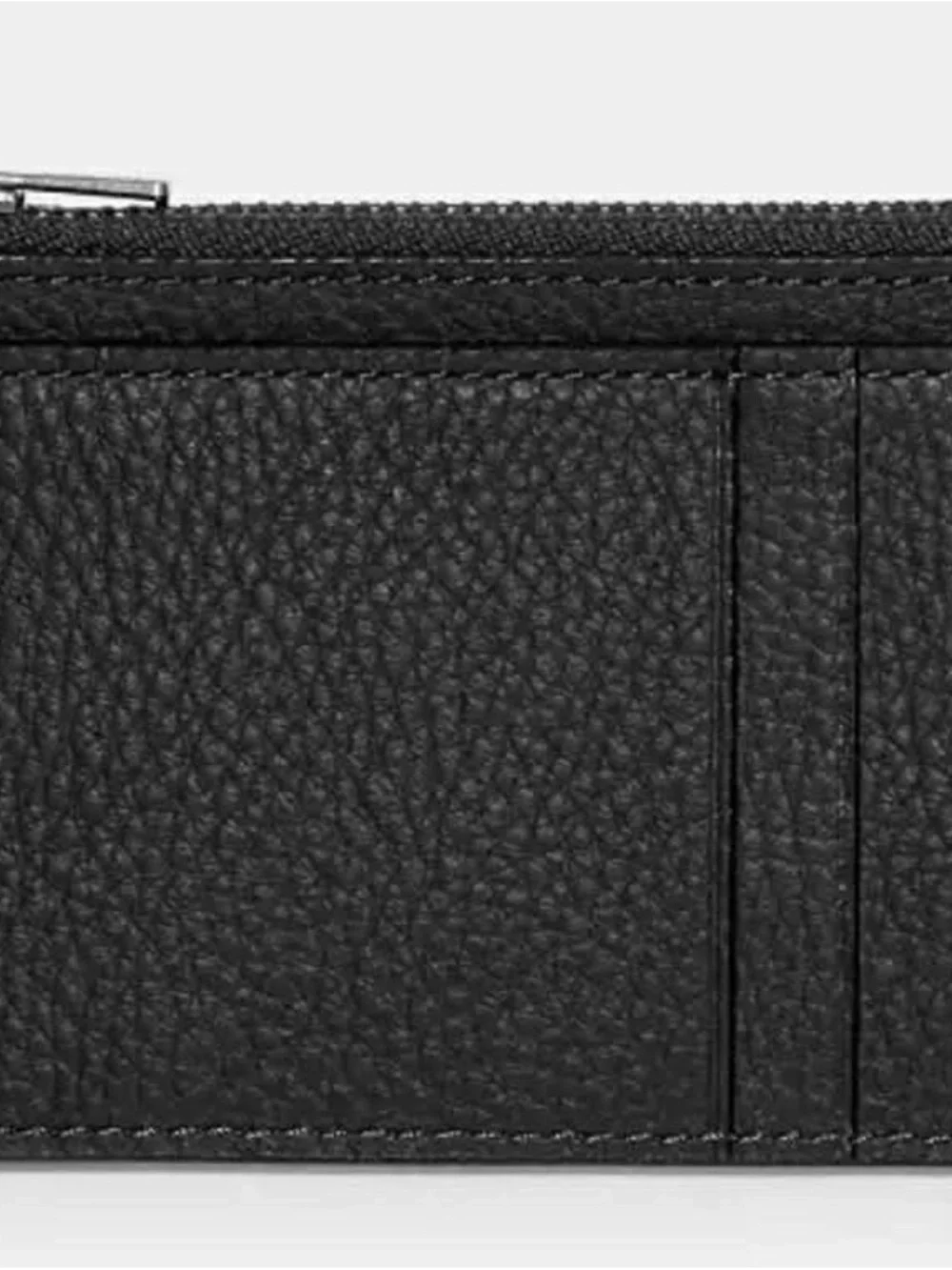 New! Men's Black Leather Zip Card Wallet - Unbranded